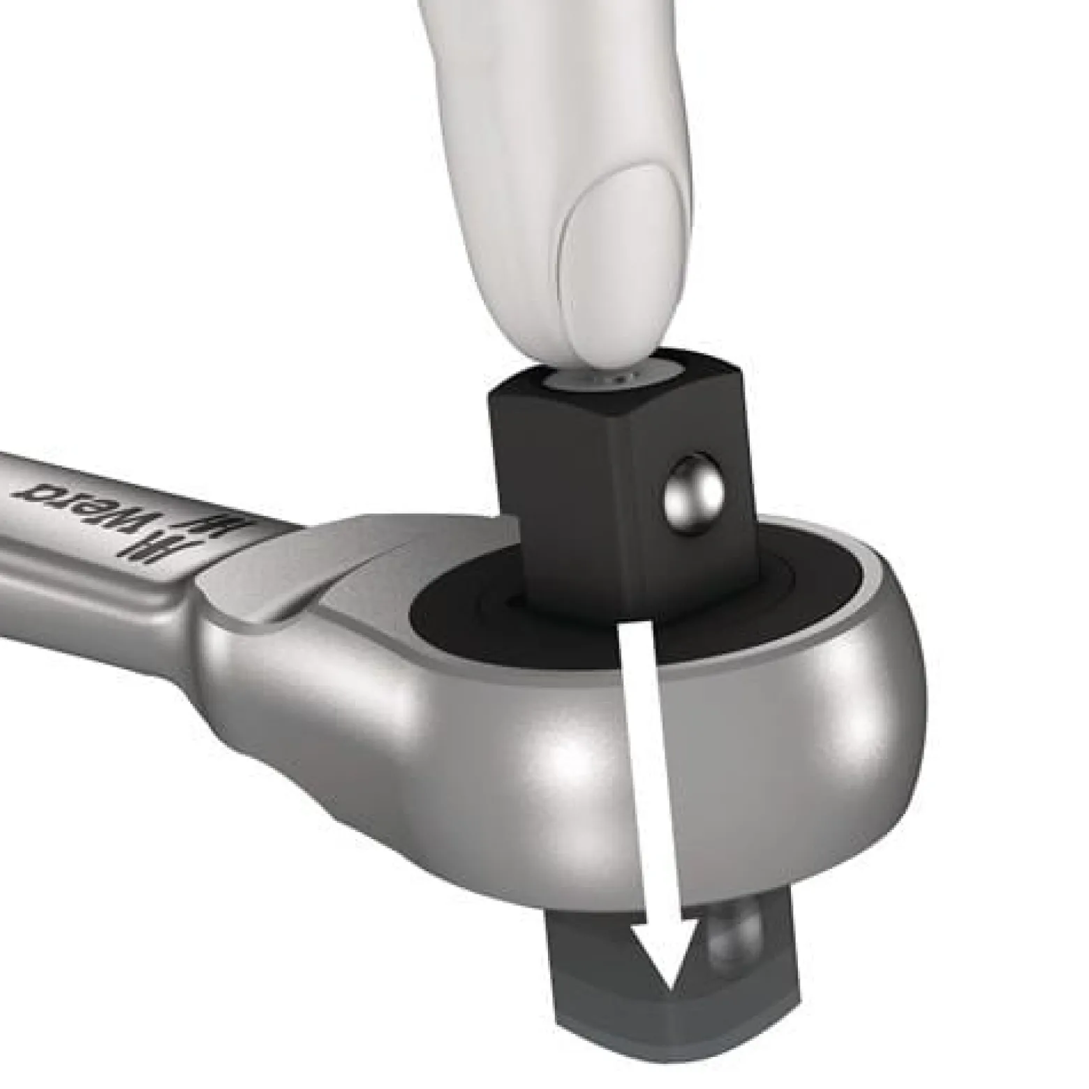 Wera 8003 C Zyklop Metal-Knarre mit Durchsteckvierkant mit 1/2"-Antrieb - 004063