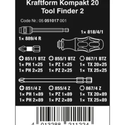 Wera Kraftform Kompakt 20 Tool Finder 2 mit Tasche - 05051017001