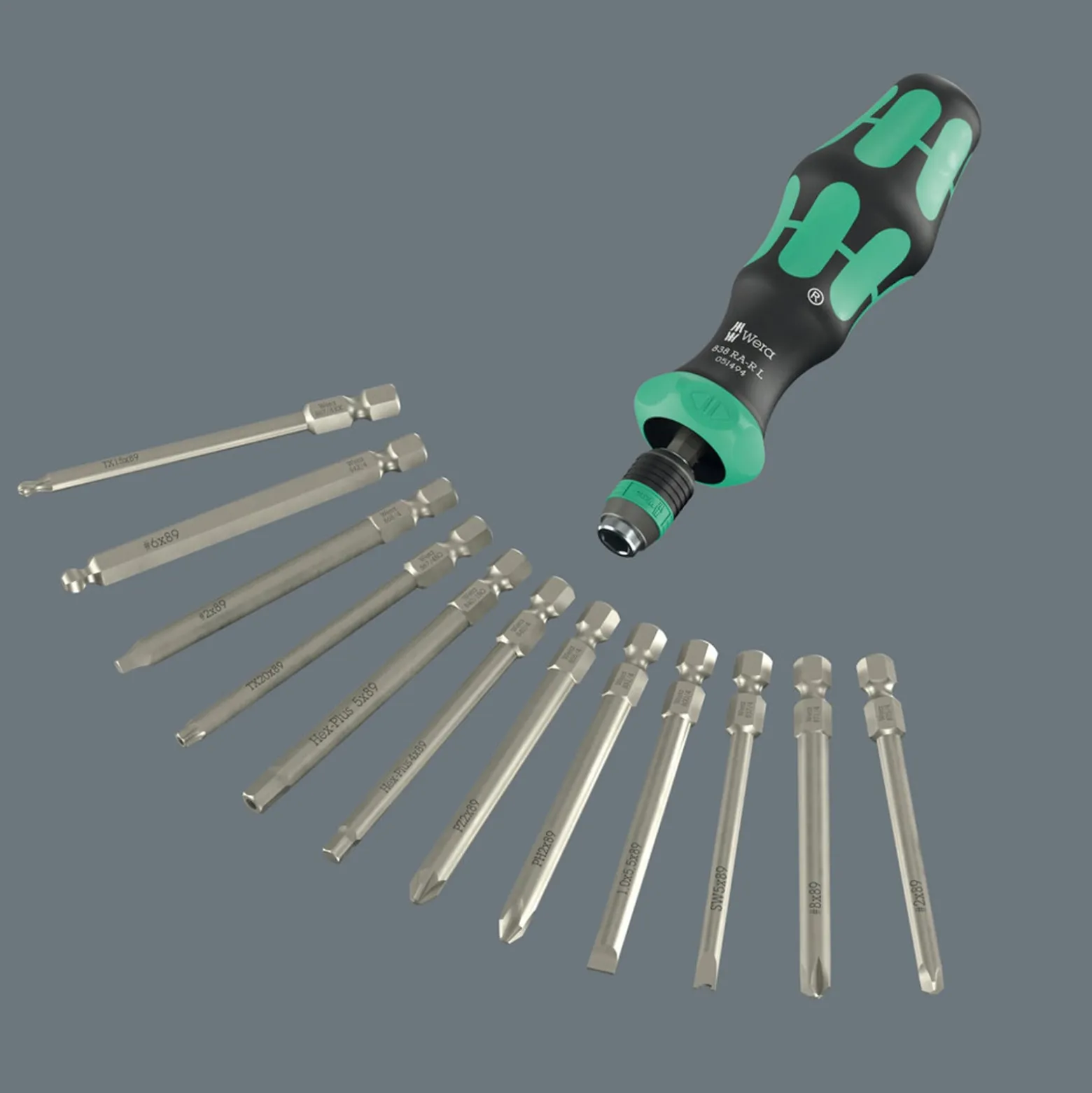 Wera 838 RA-R L Bits-Handhalter mit Ratschenfunktion, 1/4" - 05051494001
