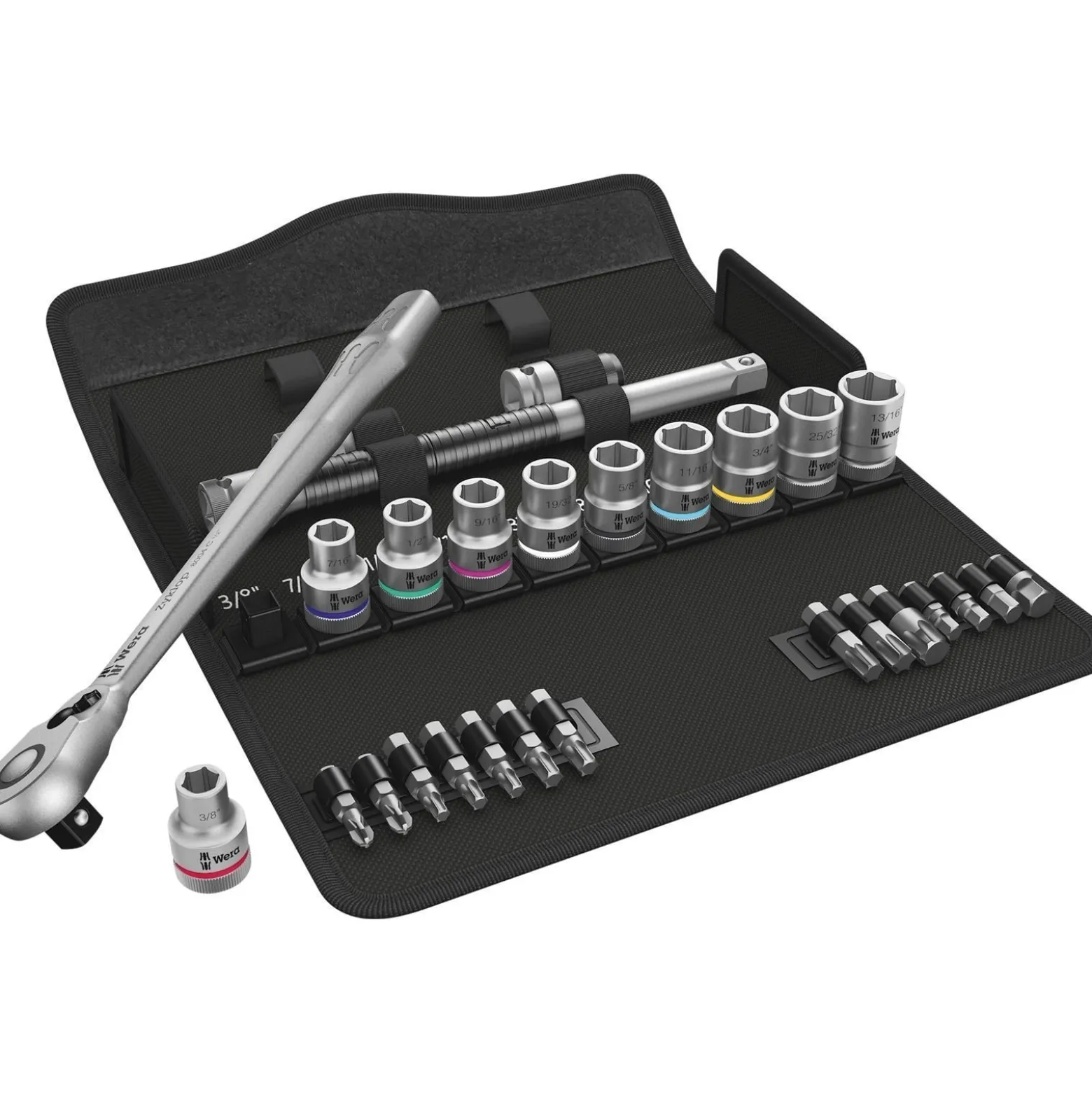 Wera 8100 SC 11 Zyklop Metal-Knarrensatz Umschalthebel 1/2"-Antrieb zöllig - 004081