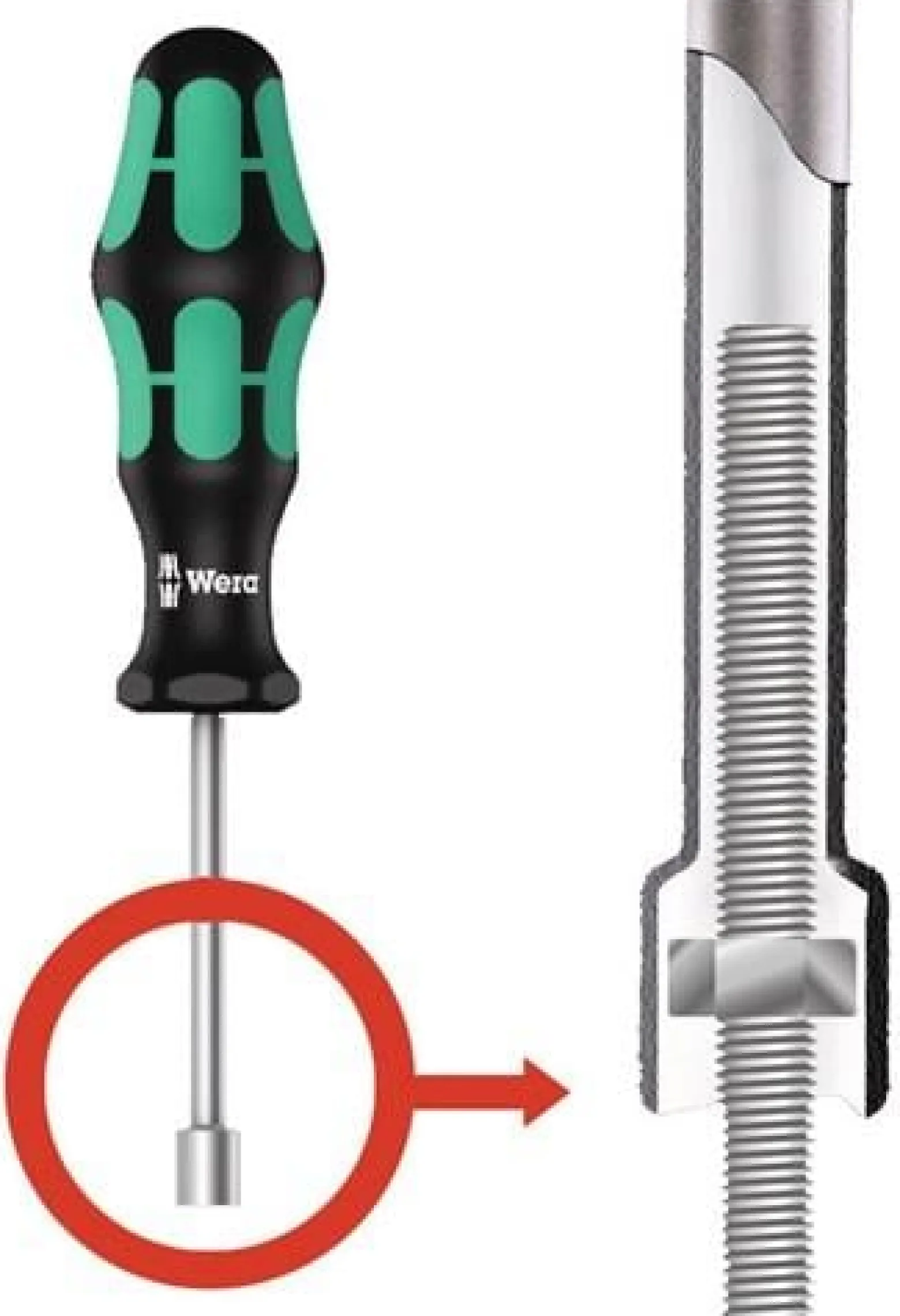 Wera Sechskantsteckschlüssel 395 HO SW 6mm Klingen-L.70mm Gesamt-L.168mm - 5029462001