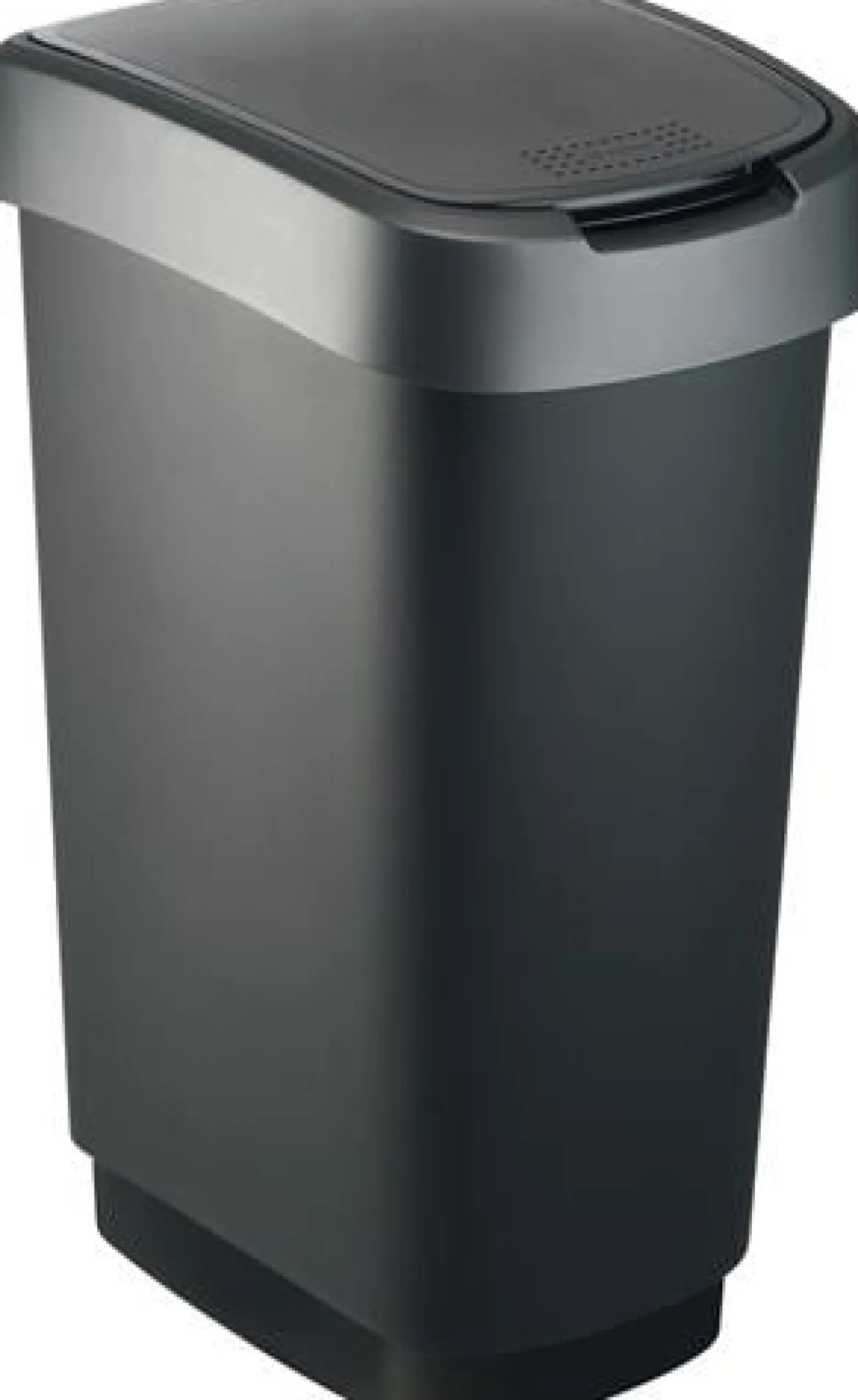 Wertstoffsammler TWIST 50l H602xB298xT401mm schw.Deckelrand dunkelsilber ROTHO