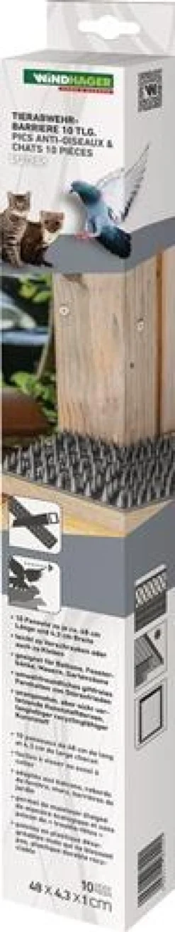 WINDHAGER Tierabwehr-Barriere 10 Paneele 49 cm lang 4,5 cm breit Kunststoff - 7449