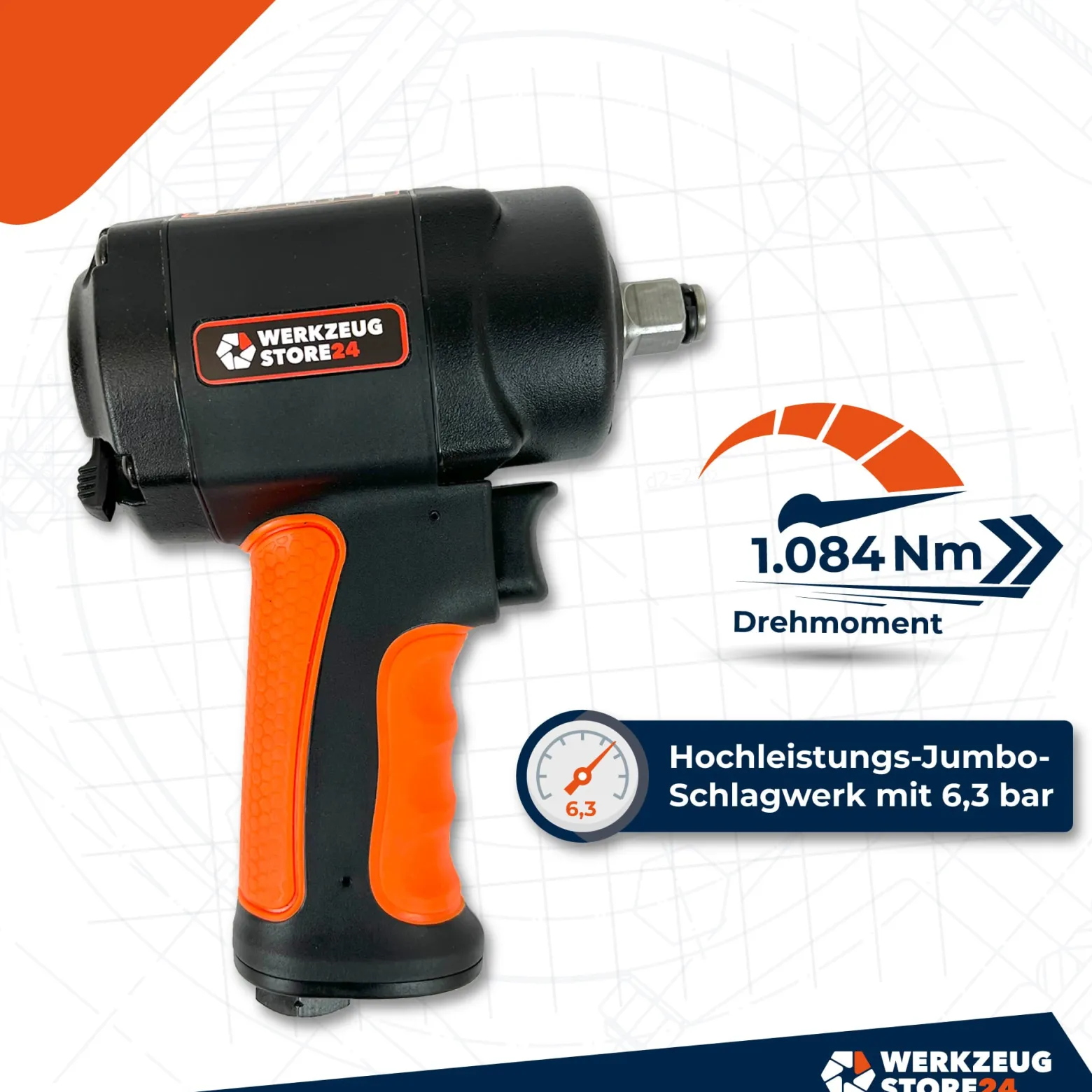 WS24 Druckluft-Schlagschrauber 1/2" mini + Steckschlüssel 3tlg.