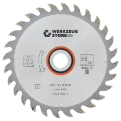WS24 HM-Kreissägeblatt Holz 160 x 1,8 x 20 WZ 28- WS24-100415