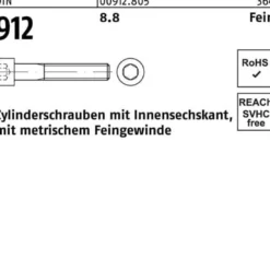 Zylinderschraube DIN 912 Innen-6kt M10x1x 80 8.8 100 Stück