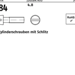 Zylinderschraube DIN 84/ISO 1207 Schlitz M2x 12 4.8 2000 Stück
