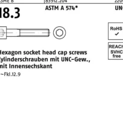 Zylinderschraube R 83912 UNC-Gewinde/Innen-6kt 1 1/2x 3 ASTM A 574 10Stück