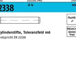 Zylinderstift ISO 2338 8 m6x 60 A 4 100 Stück